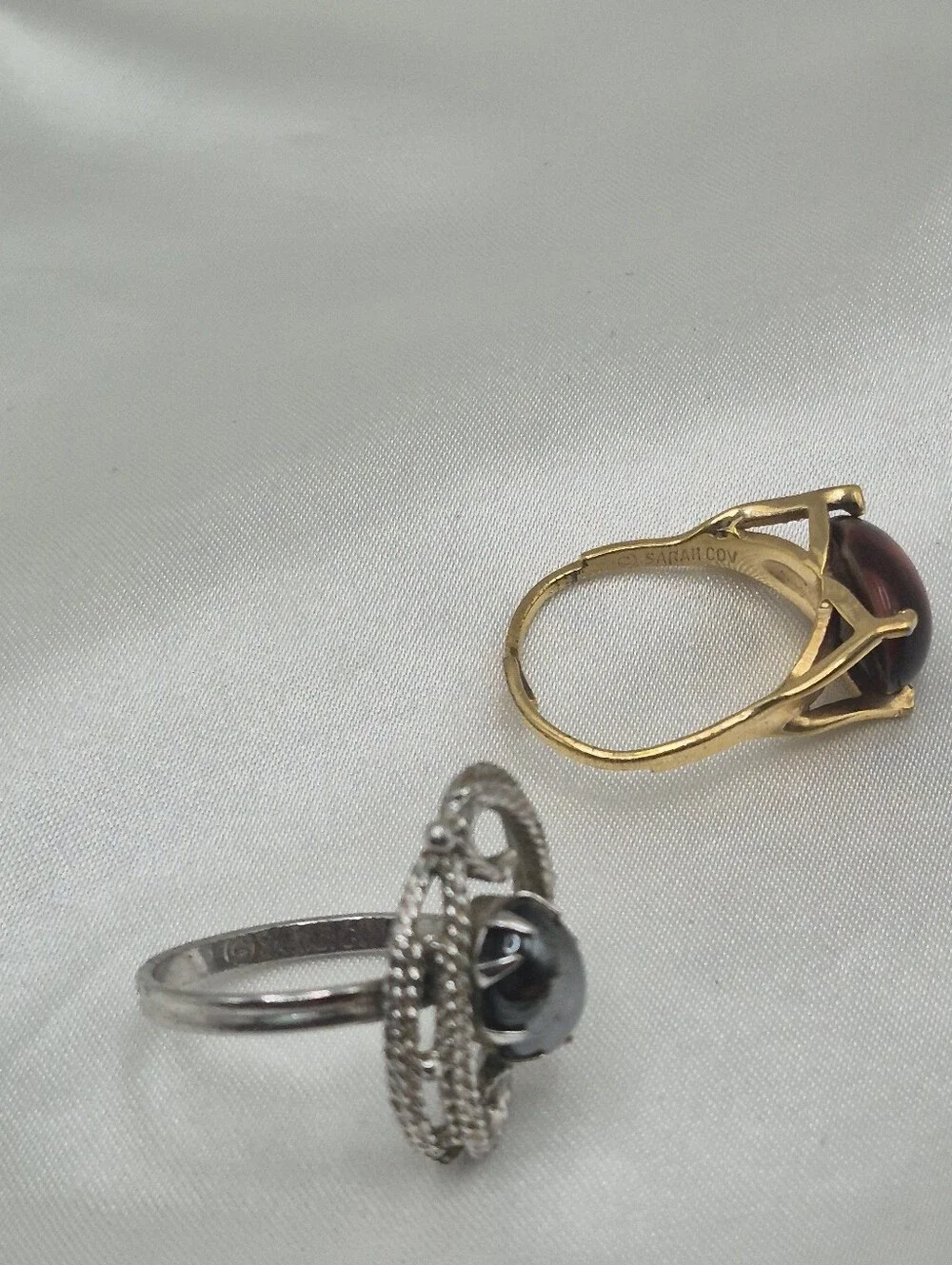 Sarah Coventry Adjustable 3 Rings. Gold Ring & Two Silver Hematite Rings